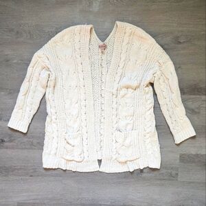 Love Tree Women's Boutique Solid White Long Sleeve Open Sweater Cardigan Small S